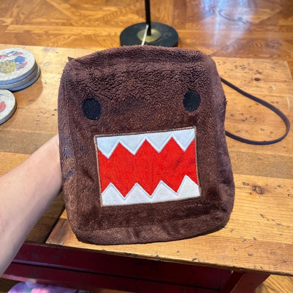 SUPER ADORABLE Rare Early 2000s Domo Kun Brown Y2K kawaii Japanese fuzzy Bag!